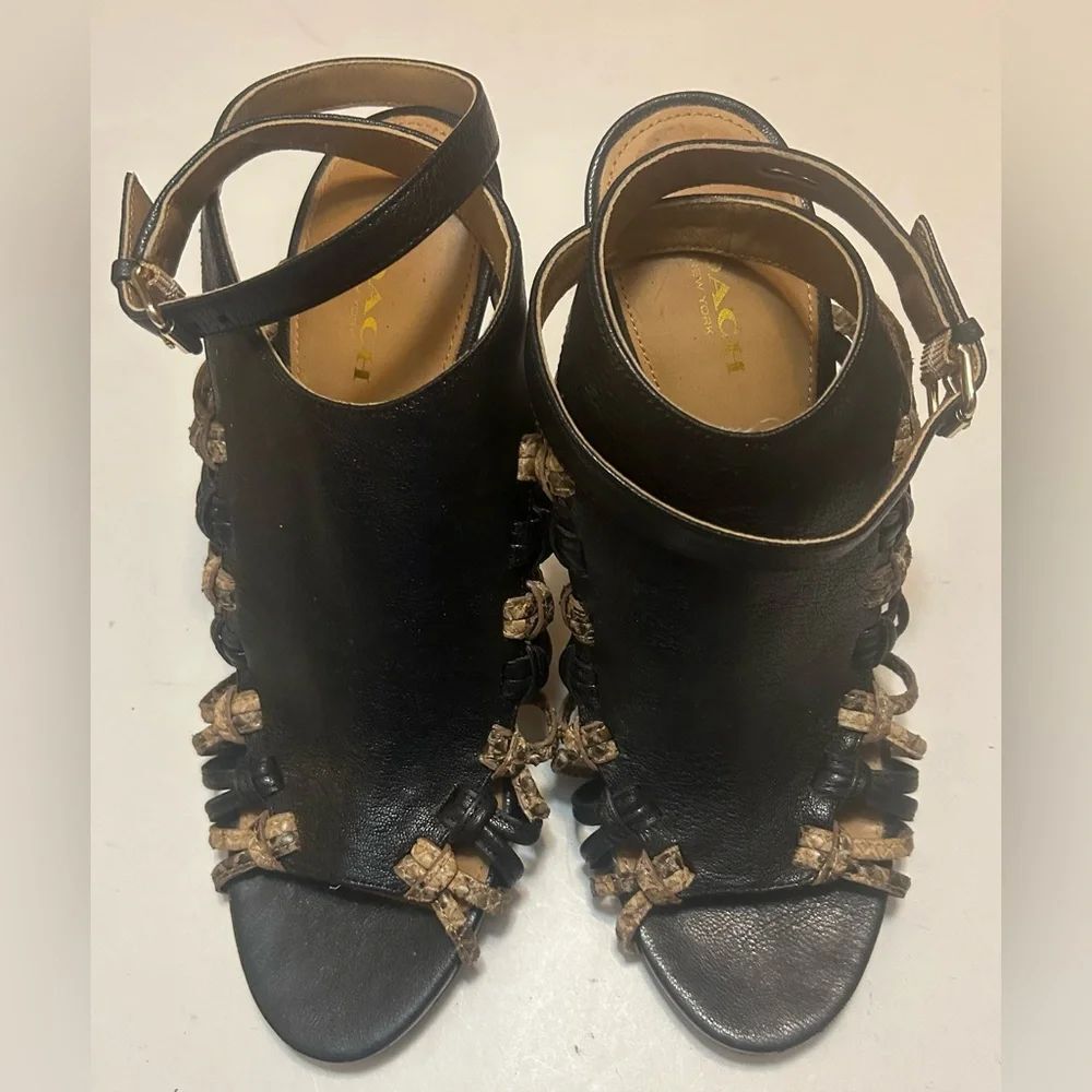 Coach Black and Tan Leather Heels